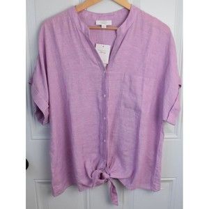 NWT Charter Club Core Linen Tie Top Lavender Rose Size XL